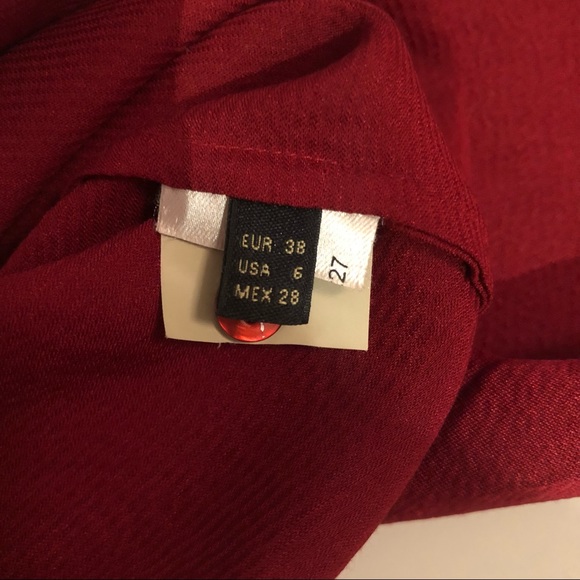 Massimo Dutti Red Silk Blouse Sz 6 - Picture 6 of 8